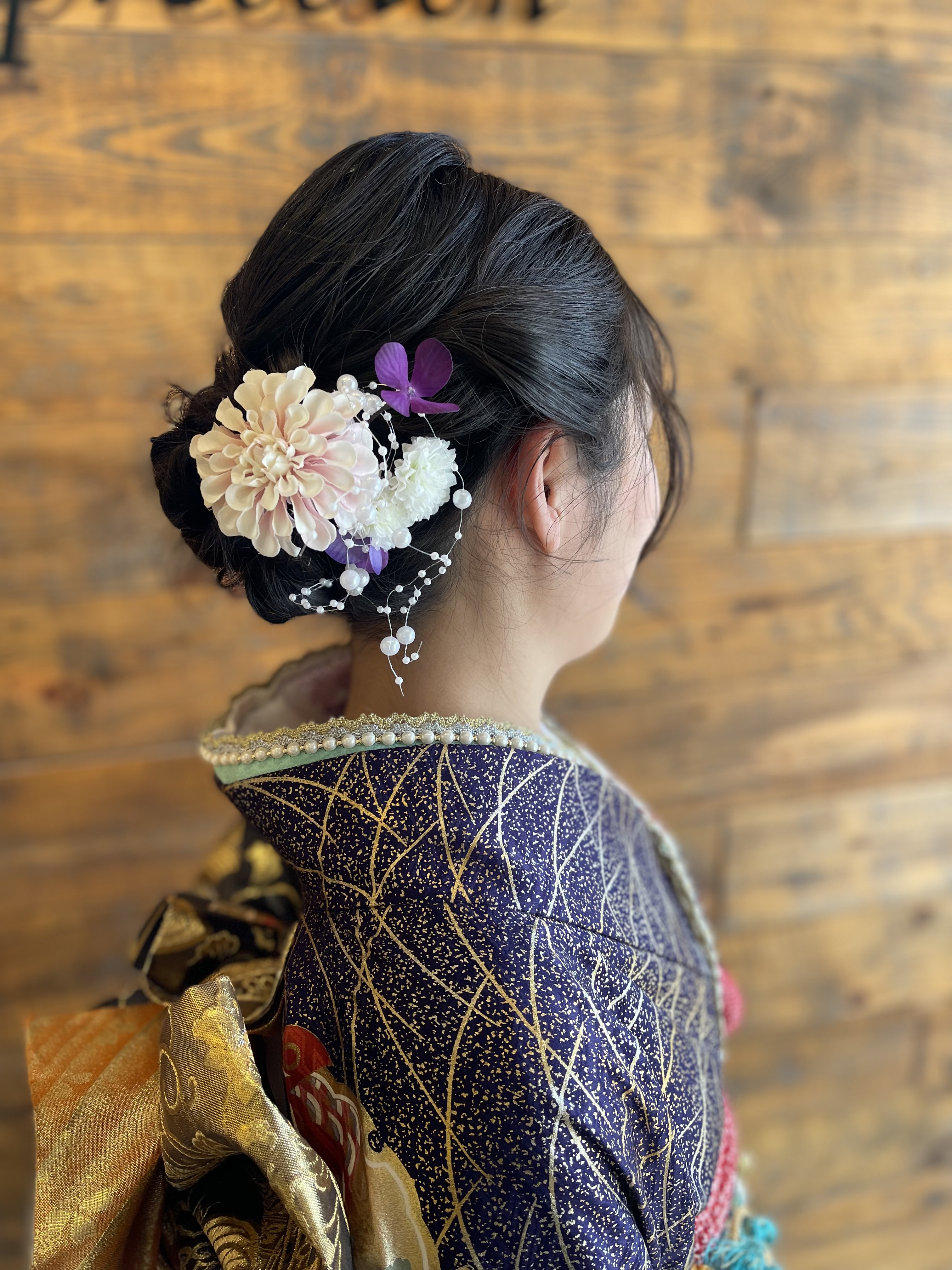 成人式の振袖着付けとヘアセットの仕上がり