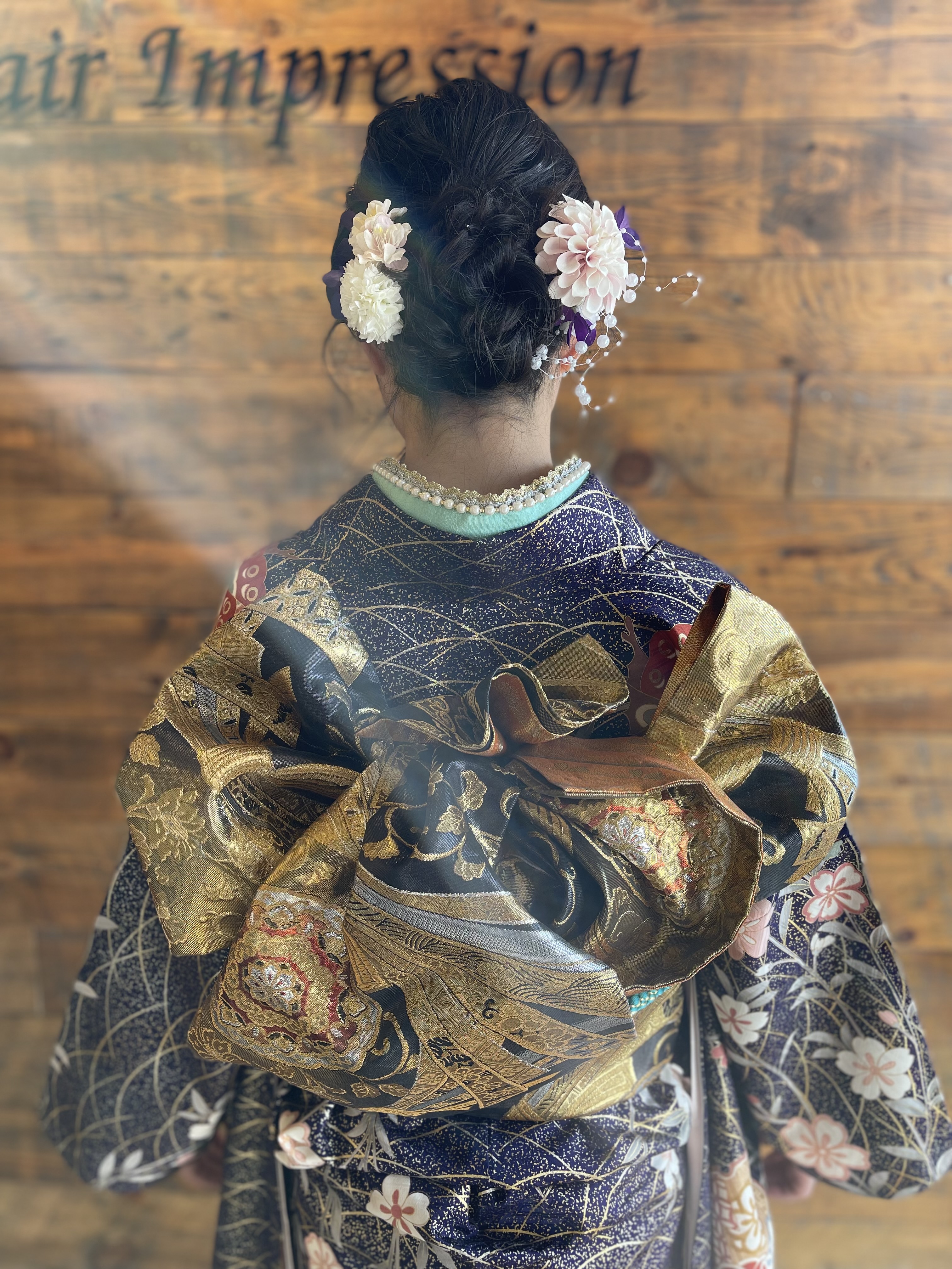 成人式の振袖着付けとヘアセットの仕上がり